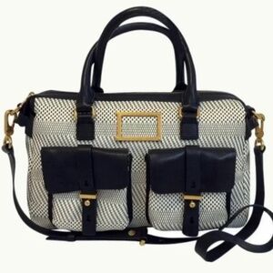 Marc by Marc Jacobs Werdie Weavy White and Black Woven Leather Satchel Bag